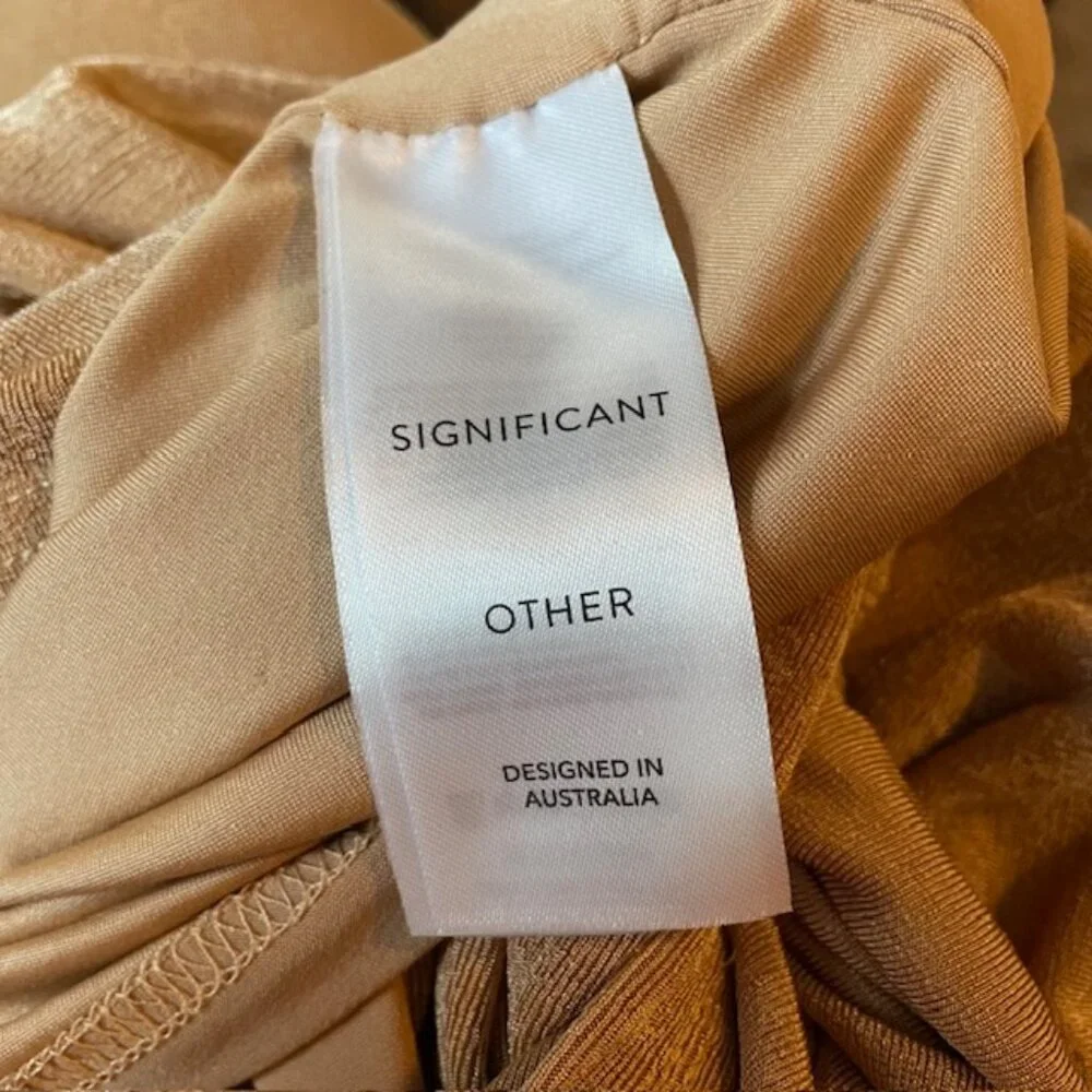 NWT Significant Other Ivy Mini Skirt Midi Overlay Sand Gold Tan US Size 6